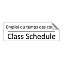 Emploi du temps des cours - Class Schedule