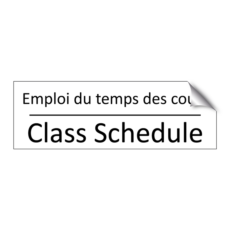 Emploi du temps des cours - Class Schedule