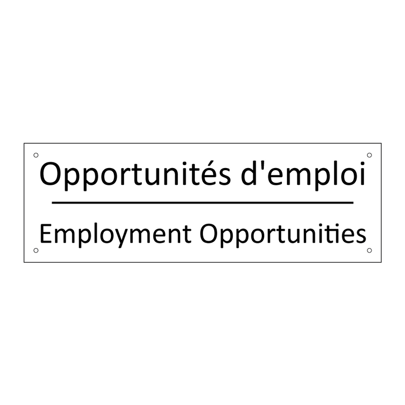 Opportunités d'emploi - Employment Opportunities