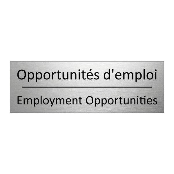 Opportunités d'emploi - Employment Opportunities