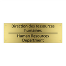 Direction des ressources humaines /.../ - Human Resources Department