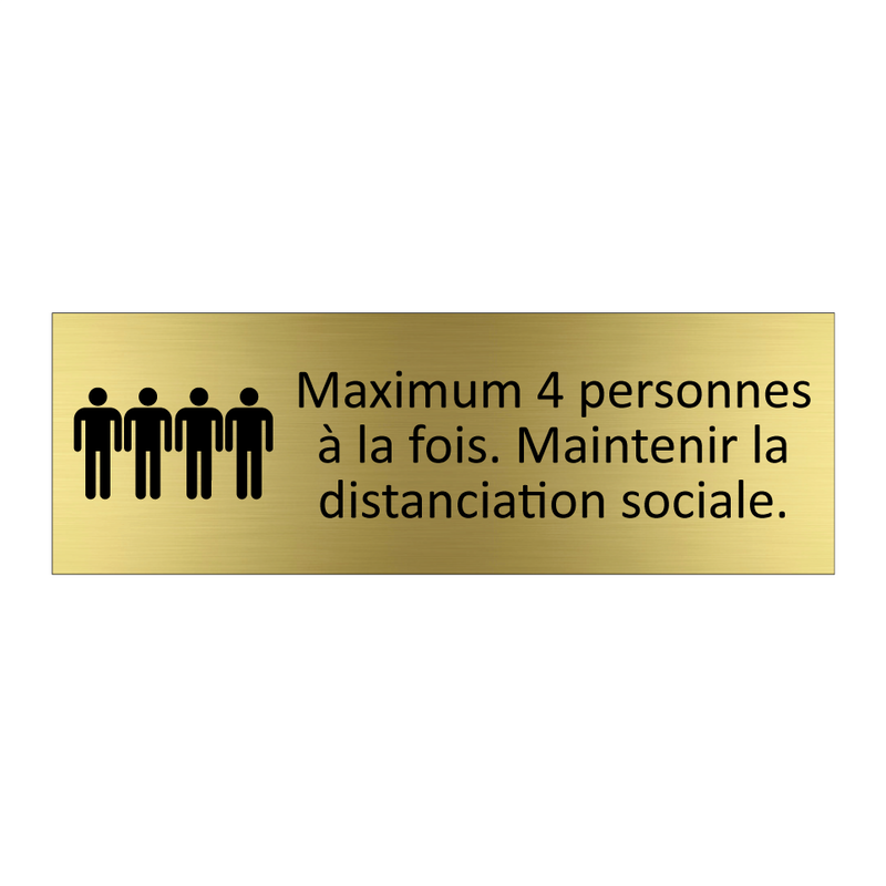 Maximum 4 personnes à la fois. Maintenir la distanciation sociale.