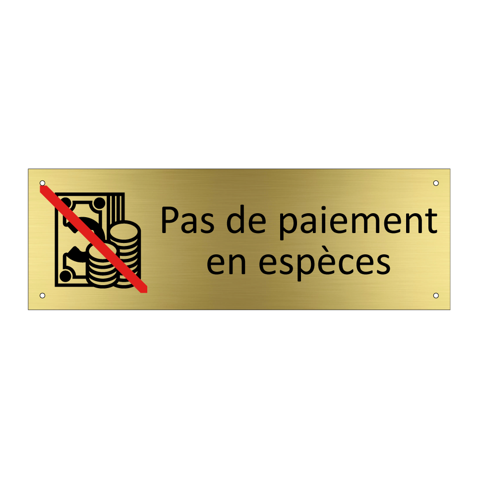 Pas de paiement en espèces
