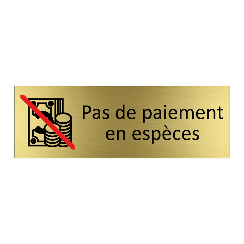 Pas de paiement en espèces