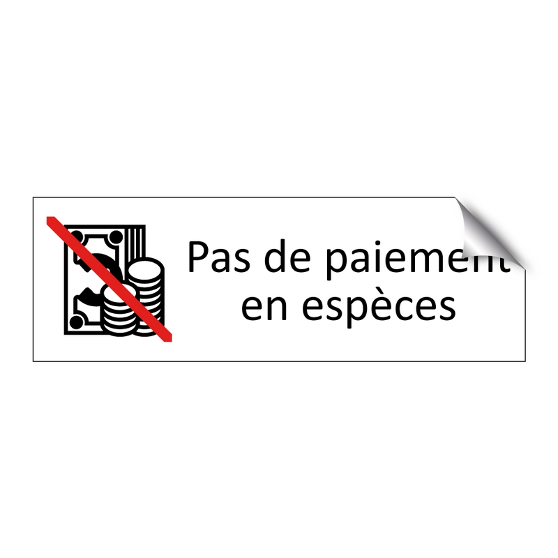 Pas de paiement en espèces