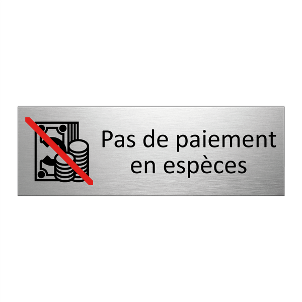 Pas de paiement en espèces