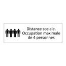 Distance sociale. Occupation maximale de 4 personnes