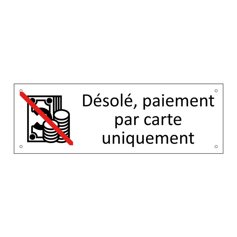 Désolé, paiement par carte uniquement