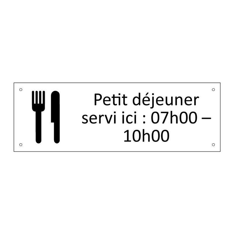 Petit déjeuner servi ici : 07h00 – 10h00