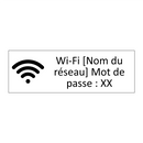 Wi-Fi [Nom du réseau] Mot de passe : XX
