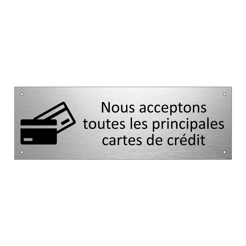 Nous acceptons toutes les principales cartes de crédit