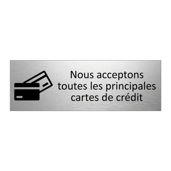 Nous acceptons toutes les principales cartes de crédit