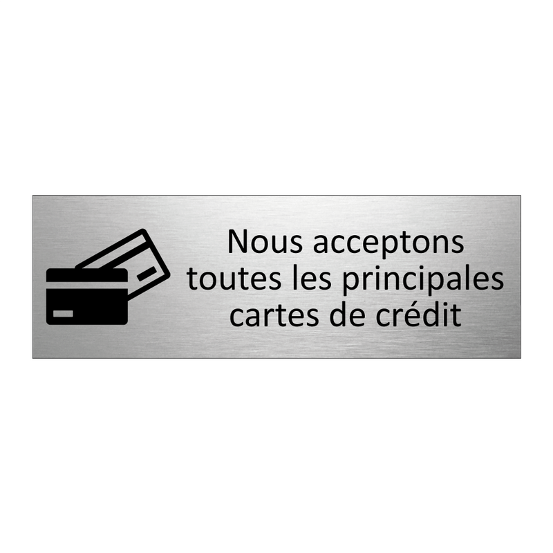 Nous acceptons toutes les principales cartes de crédit