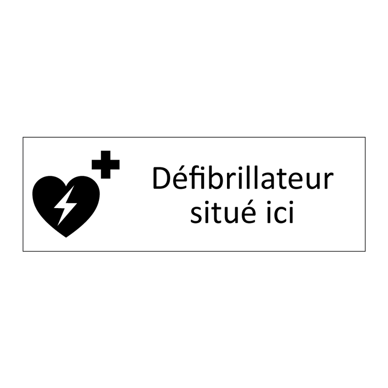 Défibrillateur situé ici