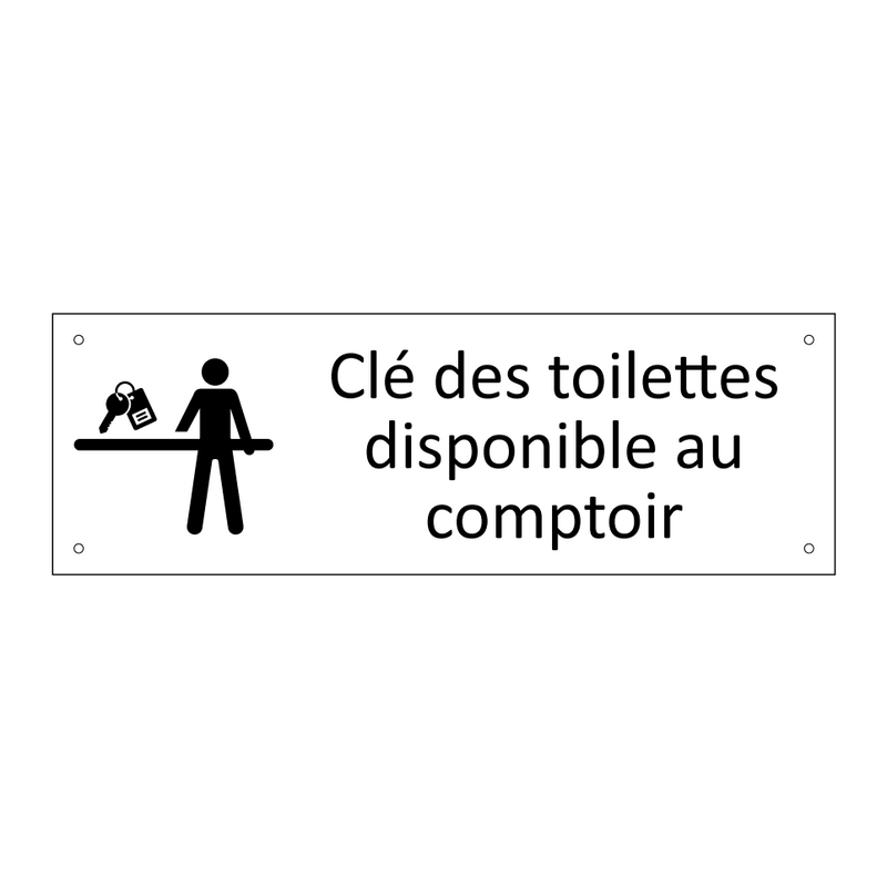 Clé des toilettes disponible au comptoir