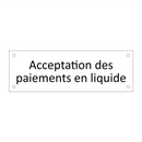 Acceptation des paiements en liquide