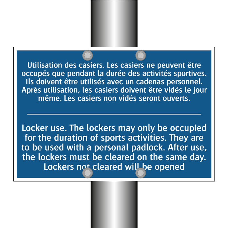 Utilisation des casiers. Les casiers  /.../ - Locker use. The lockers may only  /.../