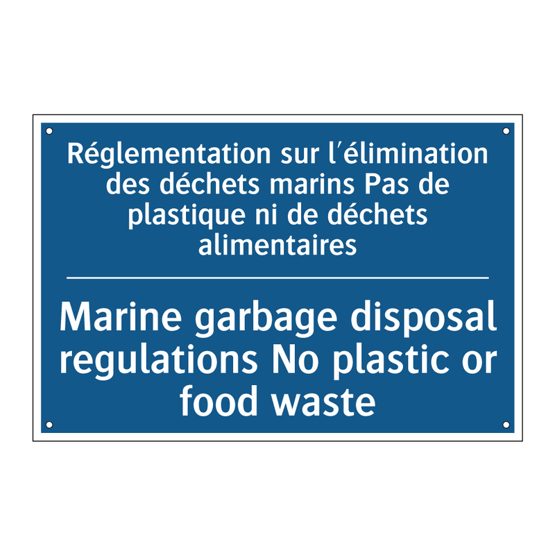 Réglementation sur l'élimination  /.../ - Marine garbage disposal regulations  /.../