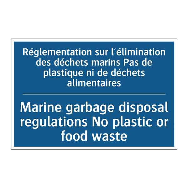 Réglementation sur l'élimination  /.../ - Marine garbage disposal regulations  /.../