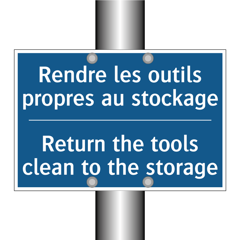 Rendre les outils propres au stockage /.../ - Return the tools clean to the  /.../