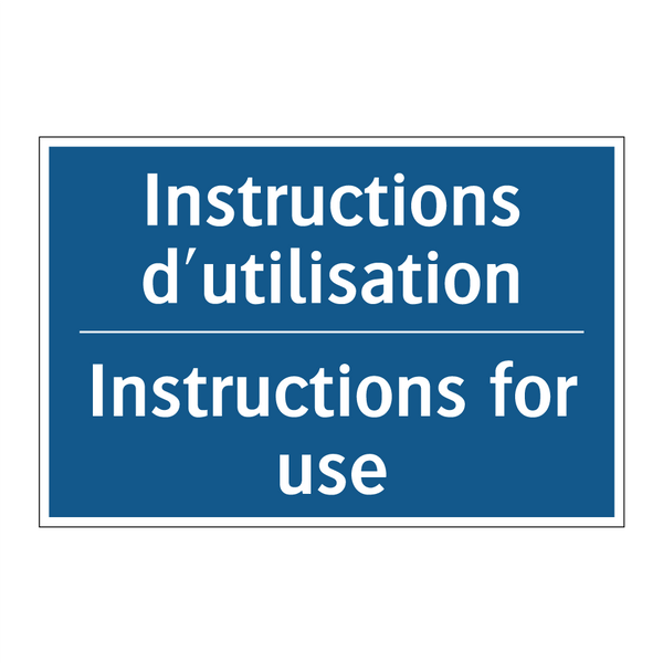 Instructions d'utilisation - Instructions for use