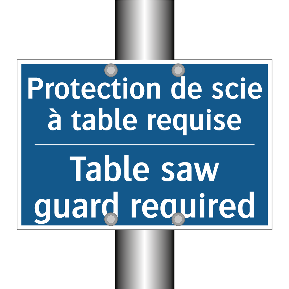 Protection de scie à table requise /.../ - Table saw guard required