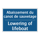 Abaissement du canot de sauvetage /.../ - Lowering of lifeboat