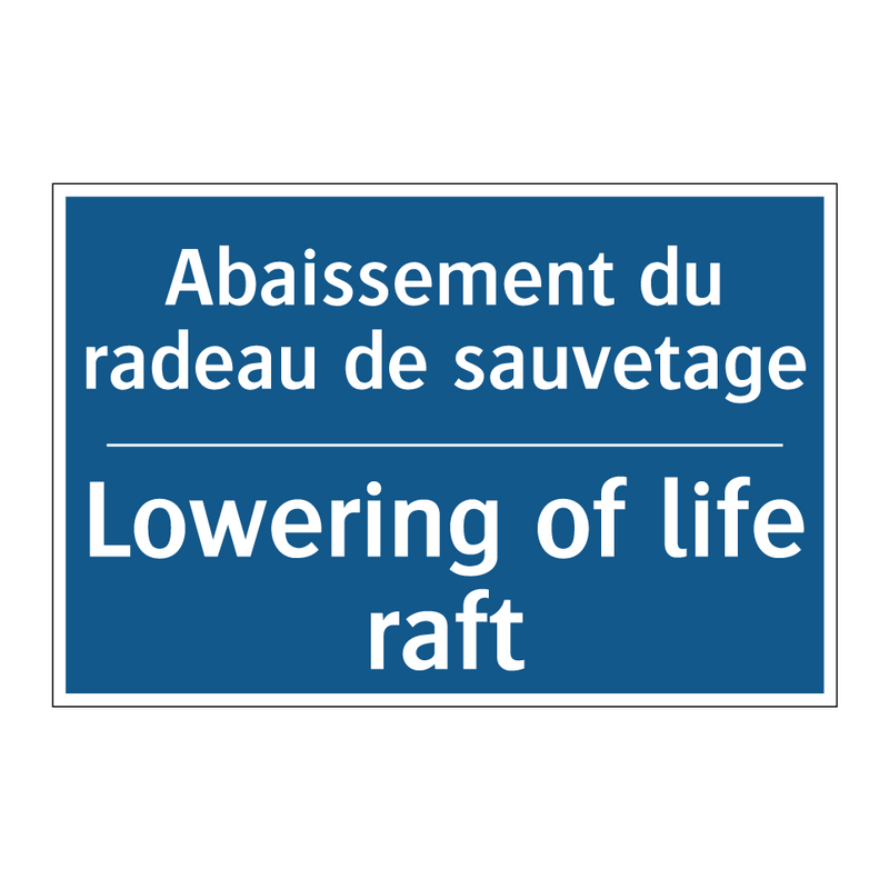 Abaissement du radeau de sauvetage /.../ - Lowering of life raft