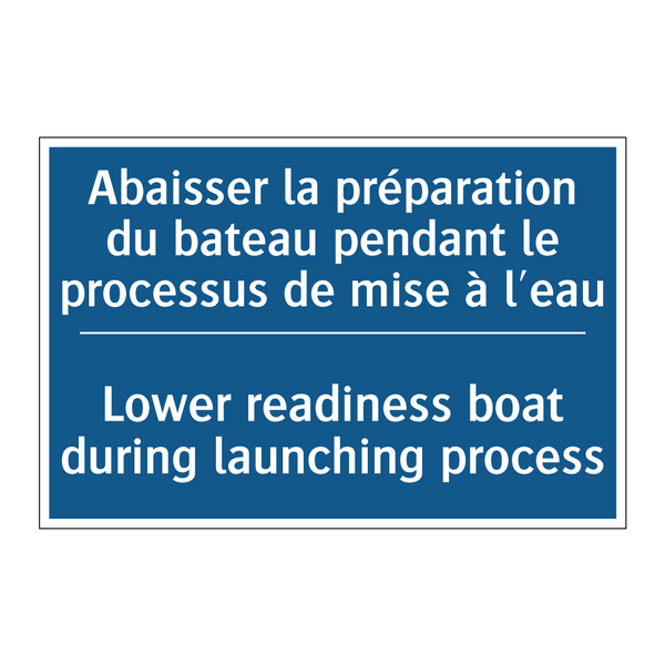 Abaisser la préparation du bateau  /.../ - Lower readiness boat during launching  /.../