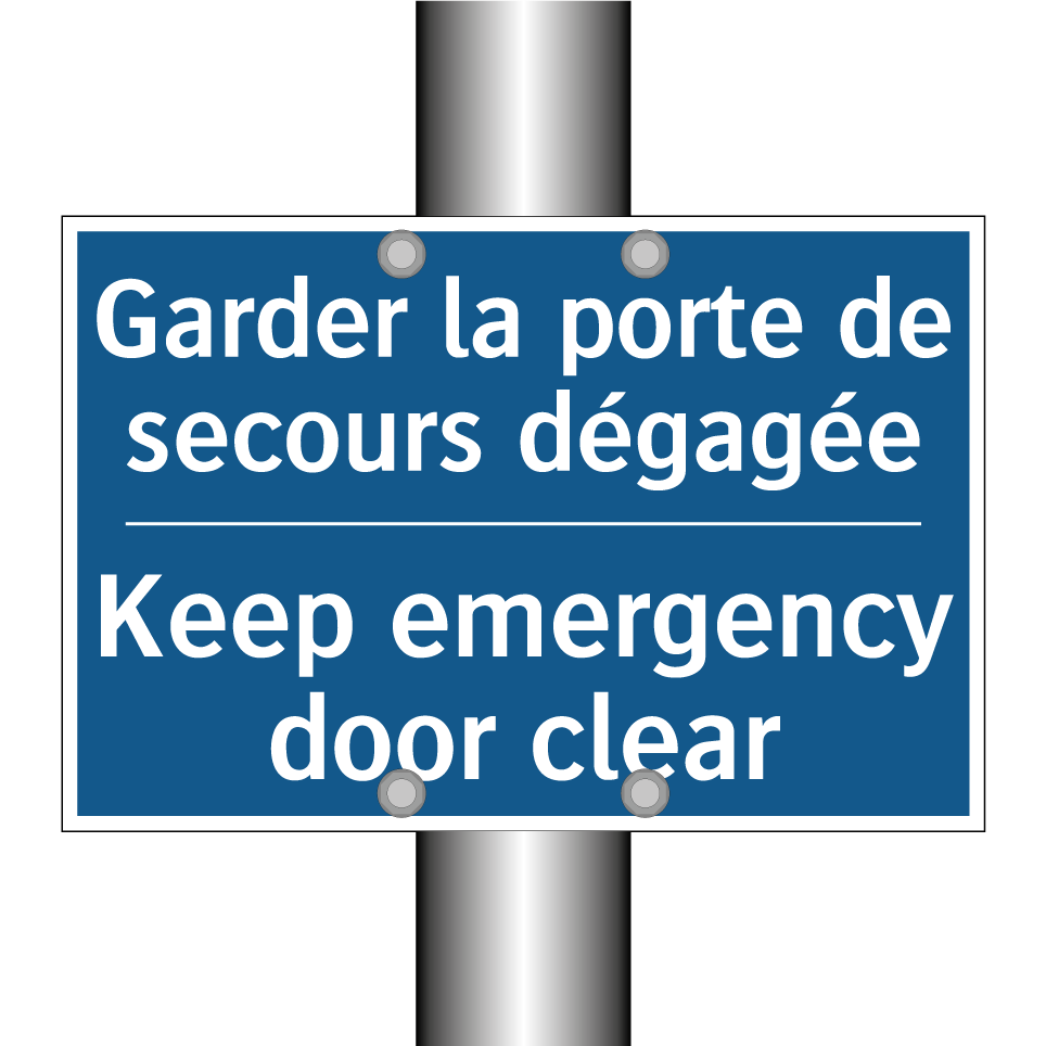 Garder la porte de secours dégagée /.../ - Keep emergency door clear