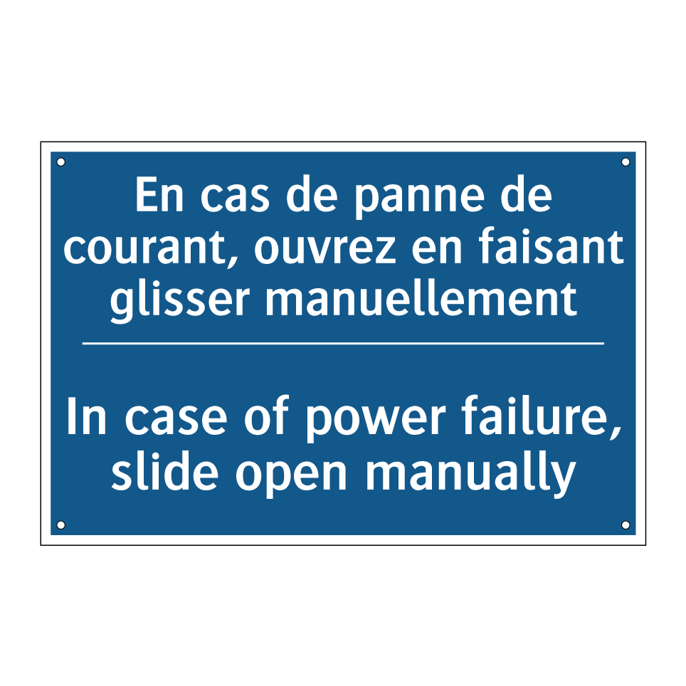 En cas de panne de courant, ouvrez  /.../ - In case of power failure, slide  /.../