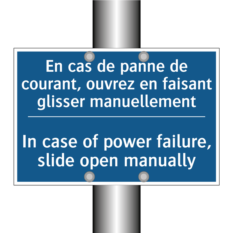 En cas de panne de courant, ouvrez  /.../ - In case of power failure, slide  /.../