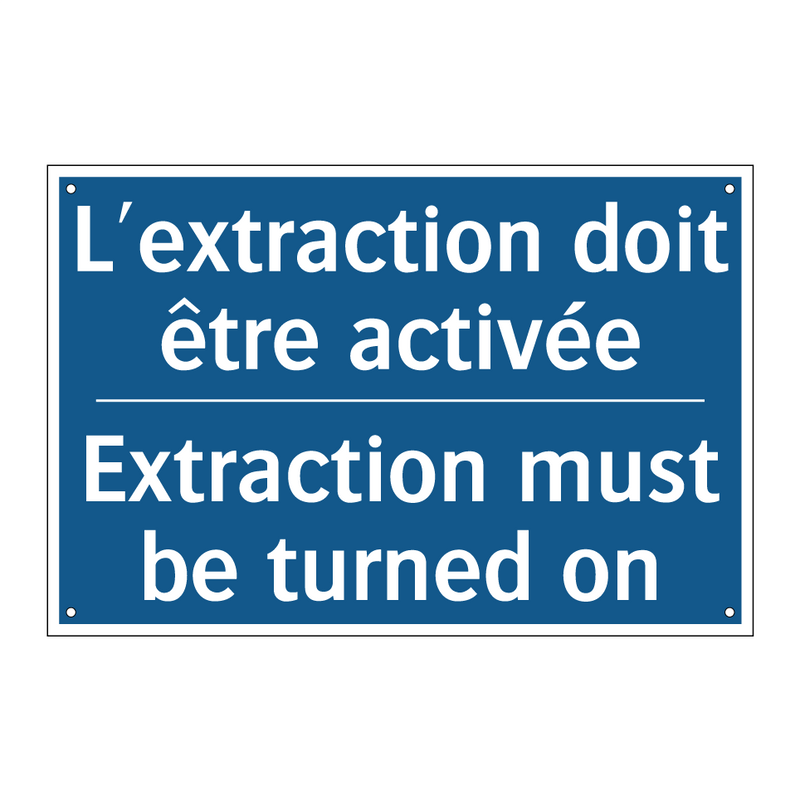 L'extraction doit être activée - Extraction must be turned on