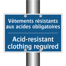 Vêtements résistants aux acides  /.../ - Acid-resistant clothing required /.../