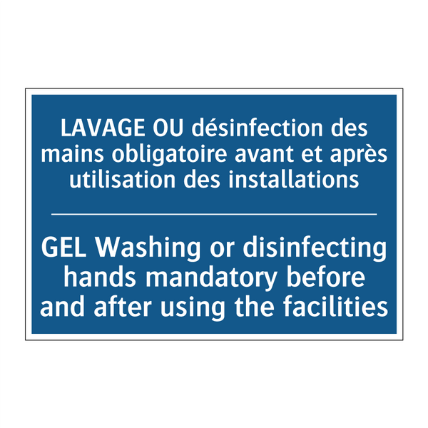 LAVAGE OU désinfection des mains  /.../ - GEL Washing or disinfecting hands  /.../