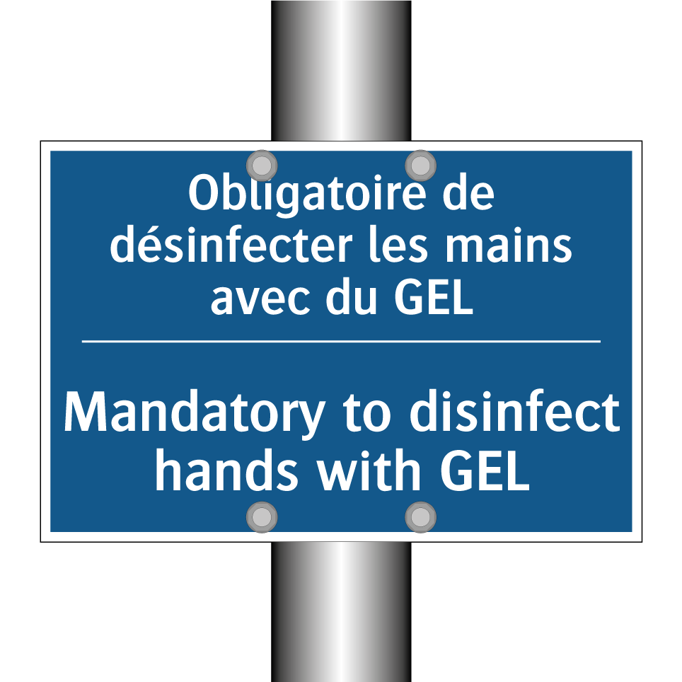 Obligatoire de désinfecter les  /.../ - Mandatory to disinfect hands with  /.../