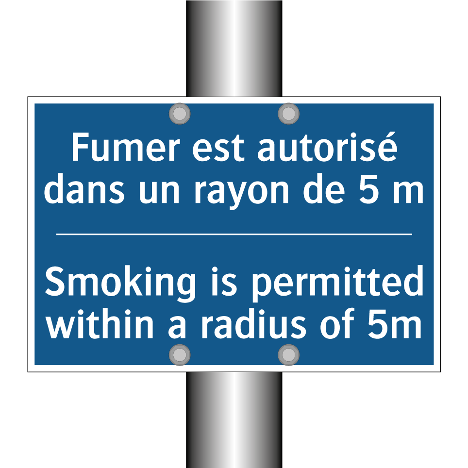 Fumer est autorisé dans un rayon  /.../ - Smoking is permitted within a  /.../
