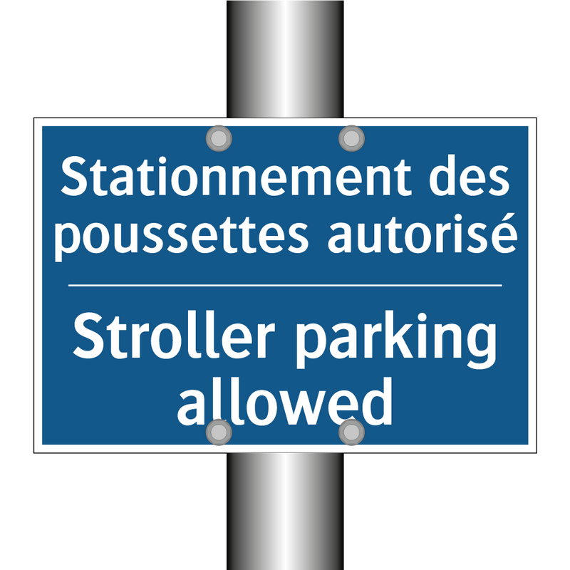 Stationnement des poussettes autorisé /.../ - Stroller parking allowed
