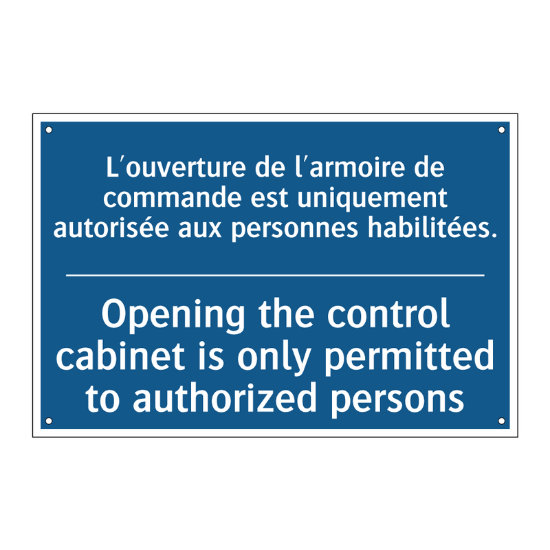 L'ouverture de l'armoire de commande  /.../ - Opening the control cabinet is  /.../