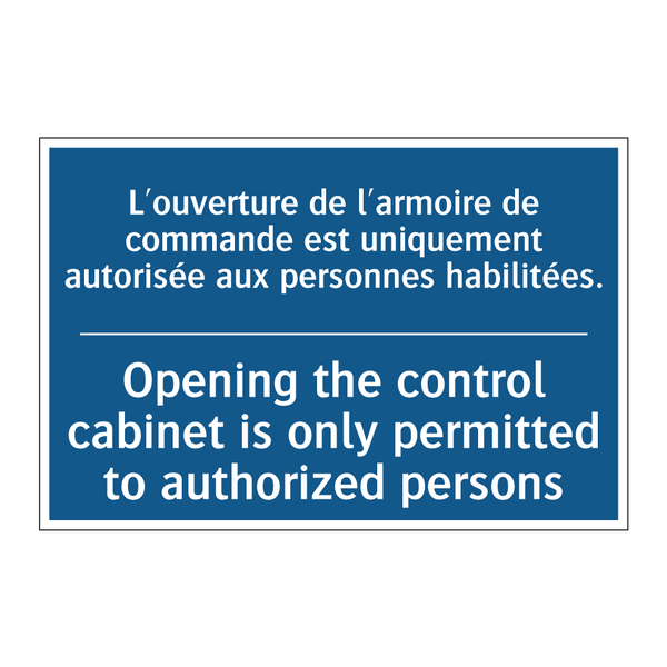 L'ouverture de l'armoire de commande  /.../ - Opening the control cabinet is  /.../