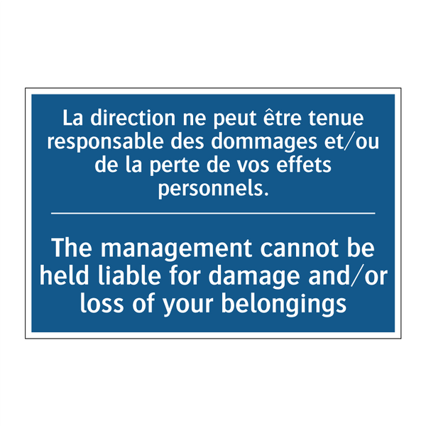 La direction ne peut être tenue  /.../ - The management cannot be held  /.../