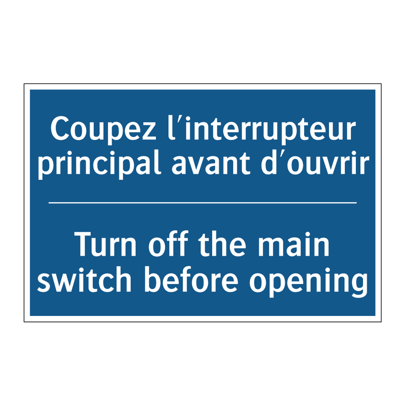 Coupez l'interrupteur principal  /.../ - Turn off the main switch before  /.../