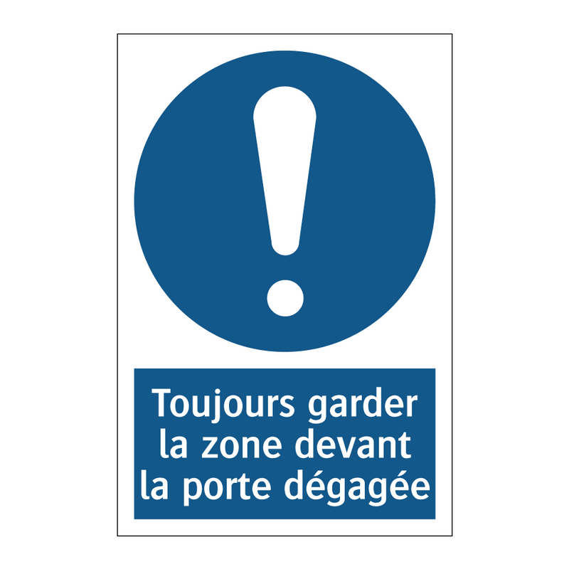 Toujours garder la zone devant la porte dégagée