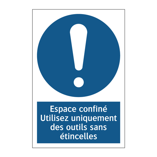 Espace confiné Utilisez uniquement des outils sans étincelles