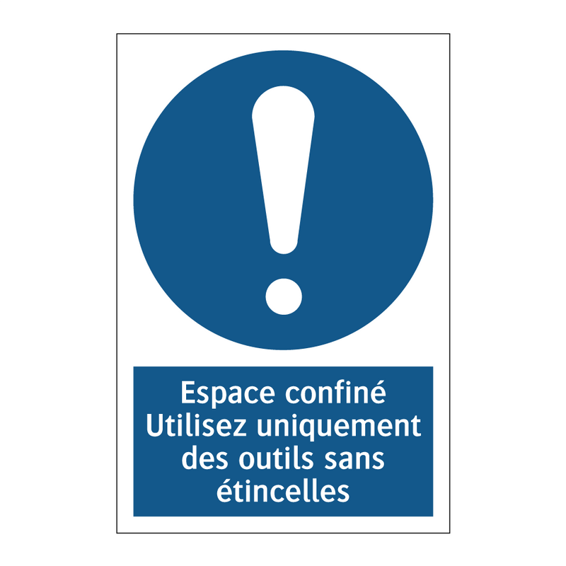 Espace confiné Utilisez uniquement des outils sans étincelles