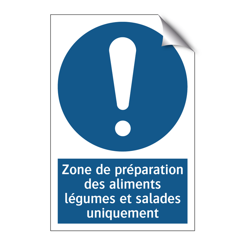 Zone de préparation des aliments légumes et salades uniquement