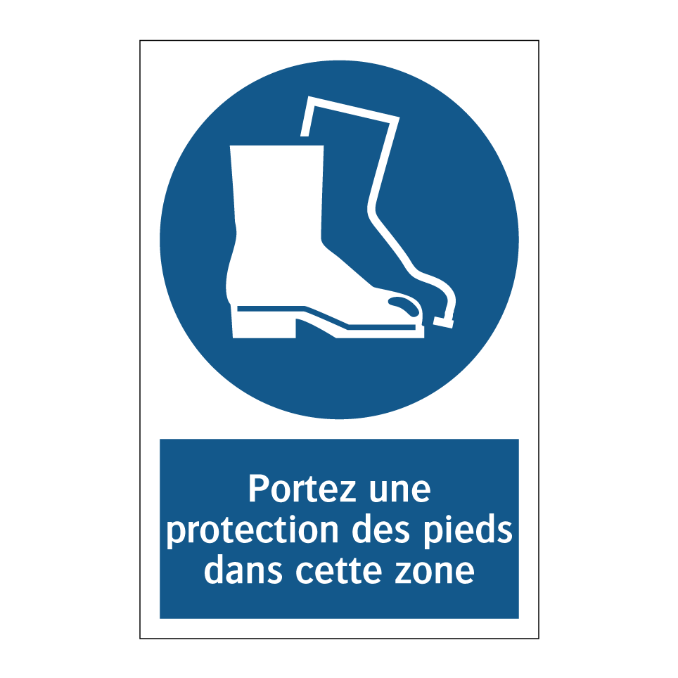 Portez une protection des pieds dans cette zone