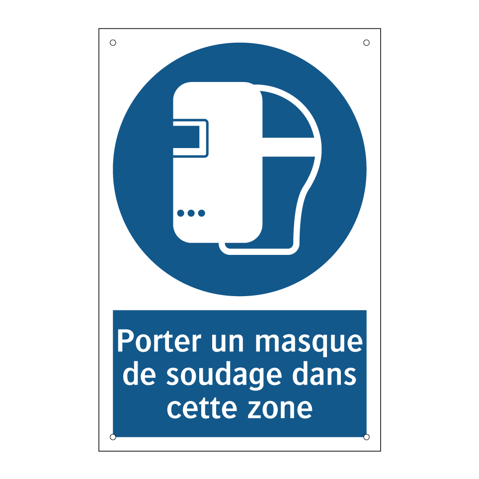 Porter un masque de soudage dans cette zone