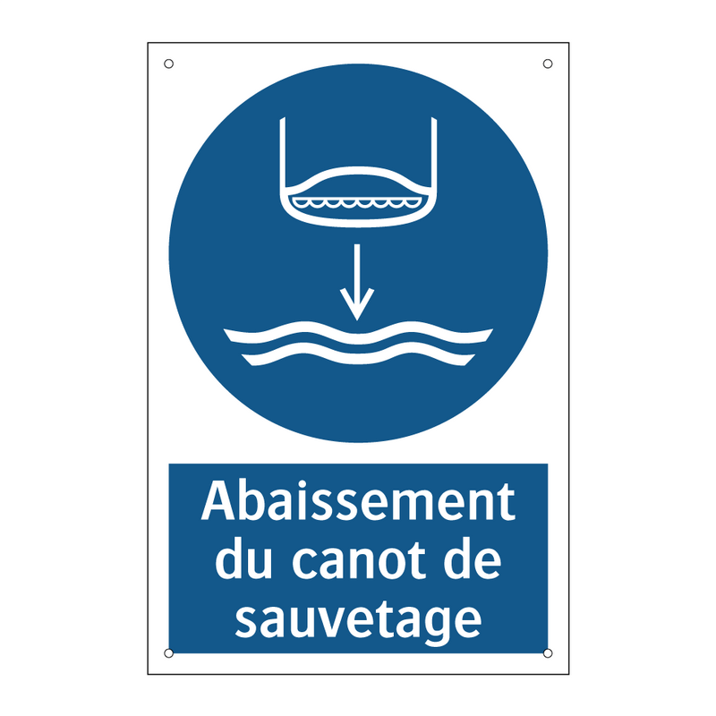 Abaissement du canot de sauvetage