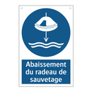 Abaissement du radeau de sauvetage